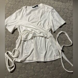 Proenza Schouler White Short Sleeve Tie-Waist Tee